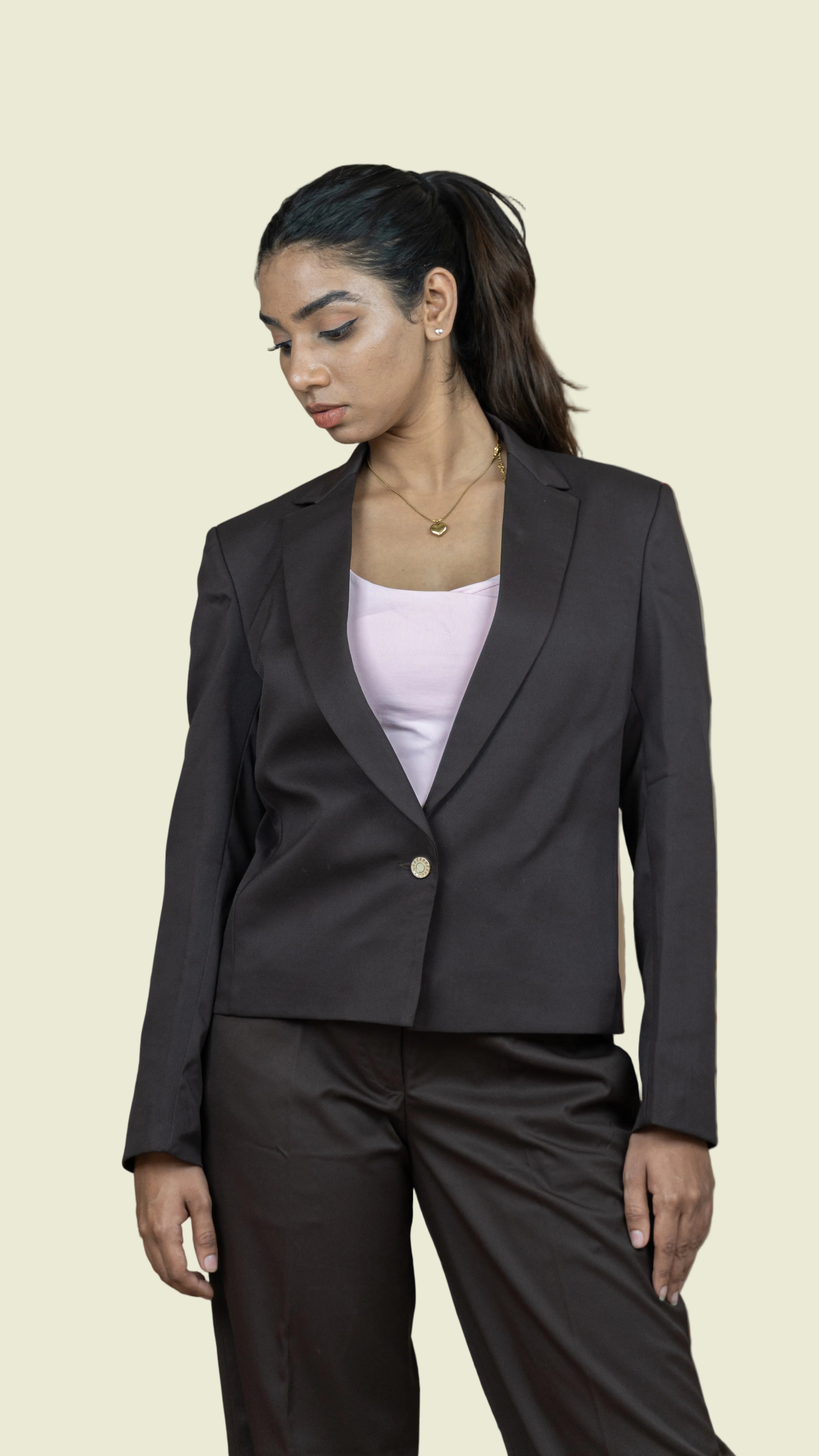 Forest Brown Crop Blazer