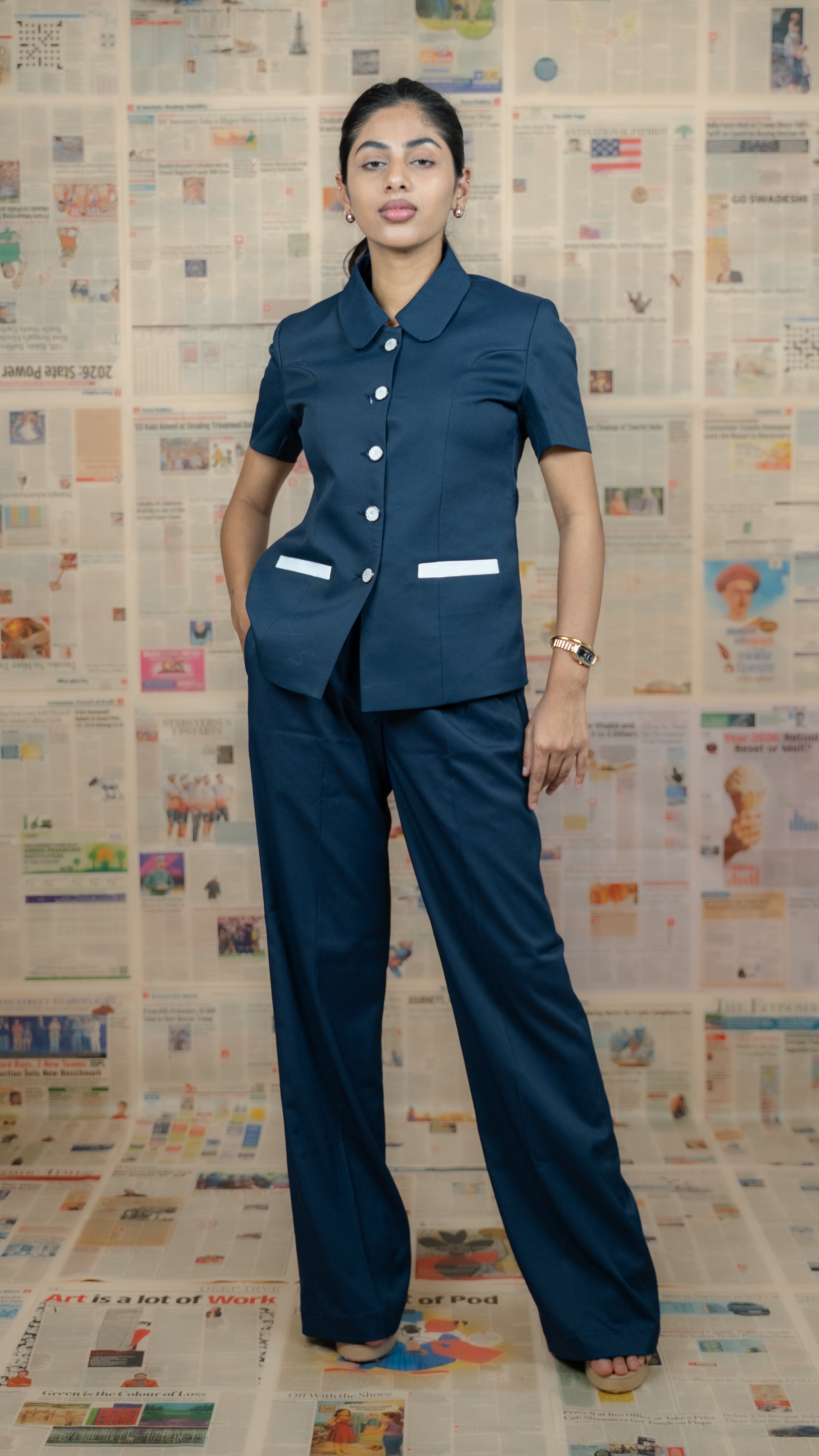 Midnight Blue Peter Pan Collar Top
