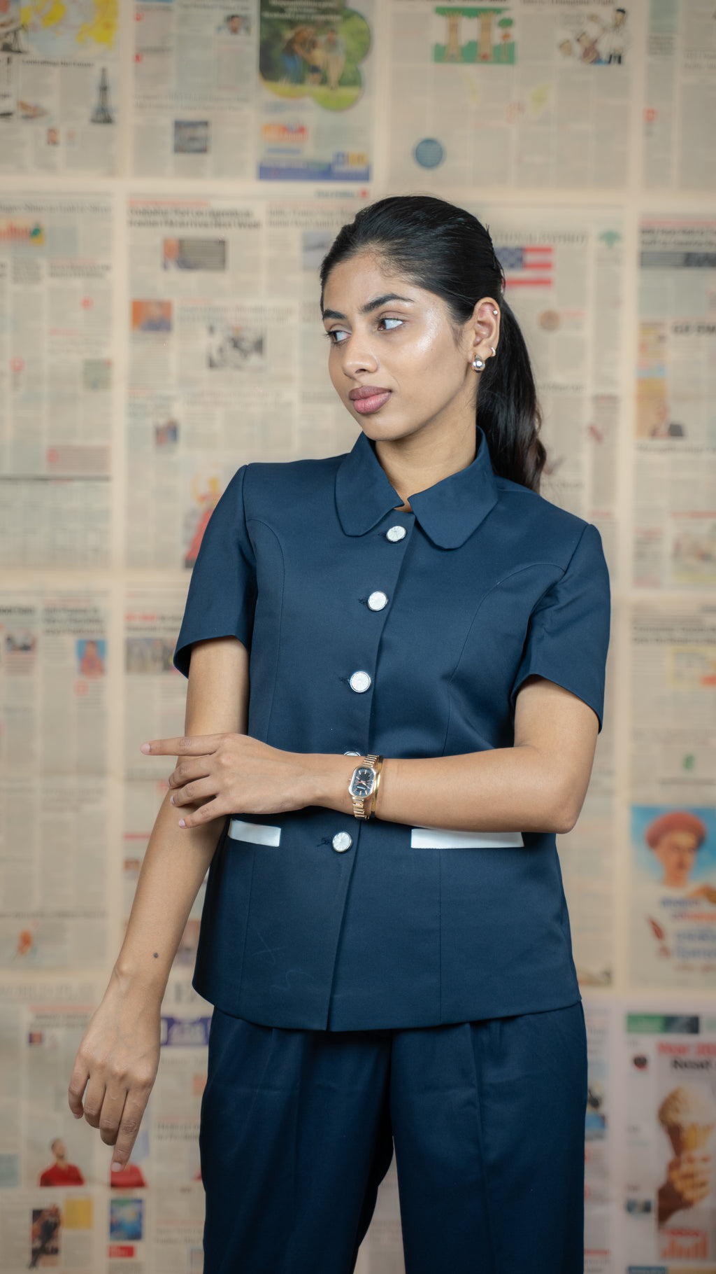 Midnight Blue Peter Pan Collar Top