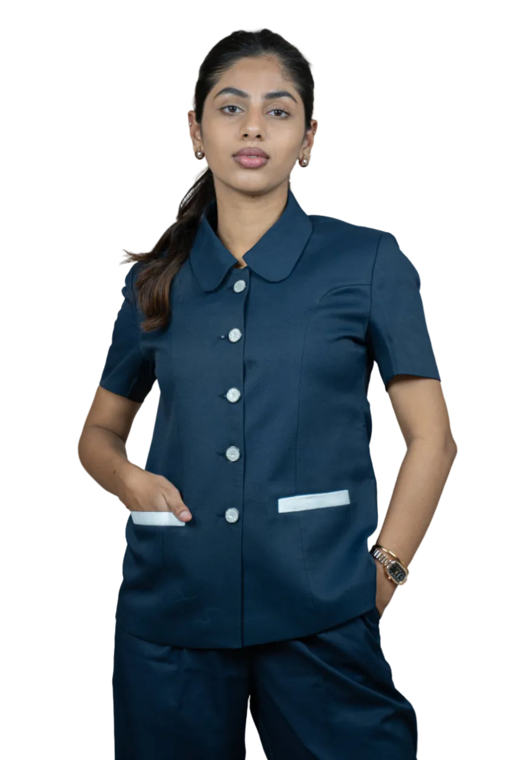 Midnight Blue Peter Pan Collar Top
